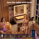 Advwin LED Vanity Desk with Mirror & Charging Hub