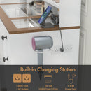 Advwin Farmhouse Vanity Desk with LED Mirror