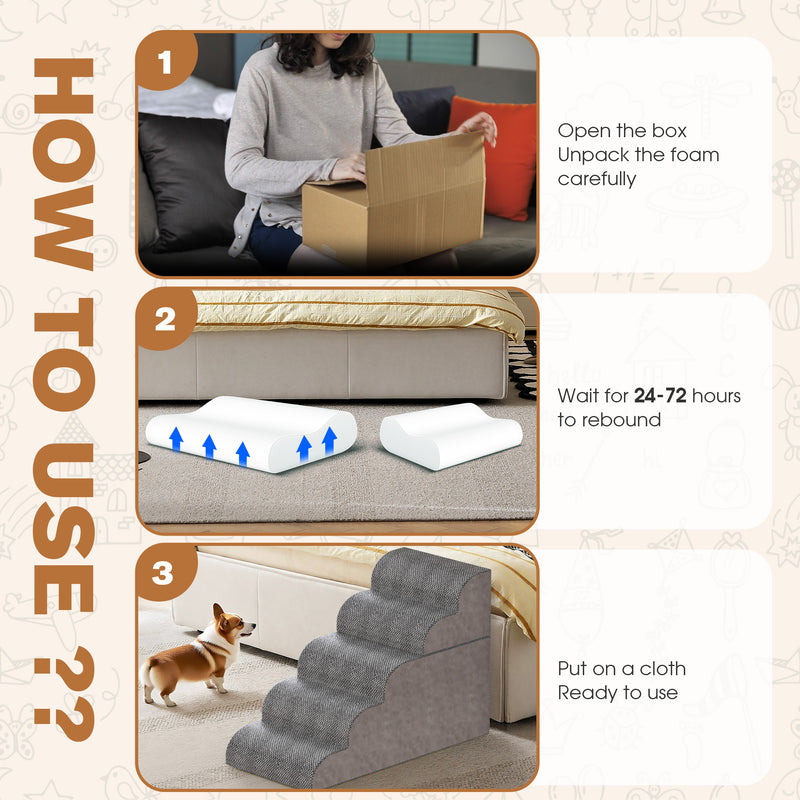 Advwin 2-in-1 Removable 5 Steps Pet Stairs