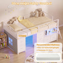 Advwin King Single Low Loft Bed with 7 Drawers Bookcase