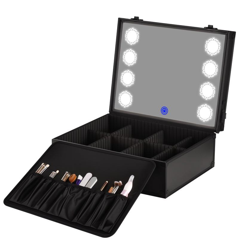 Advwin Makeup Bag with Tempered LED Mirror