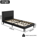 Advwin Single Bed Frame Upholstered Black Platform Base