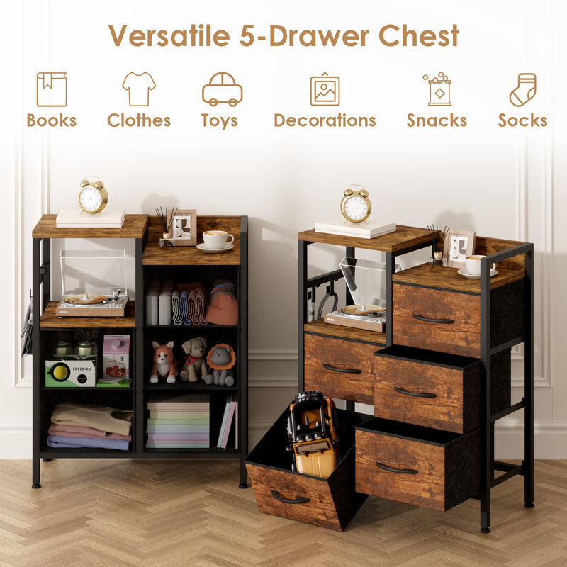 Advwin Chest of 5 Drawers Storage Cabinet