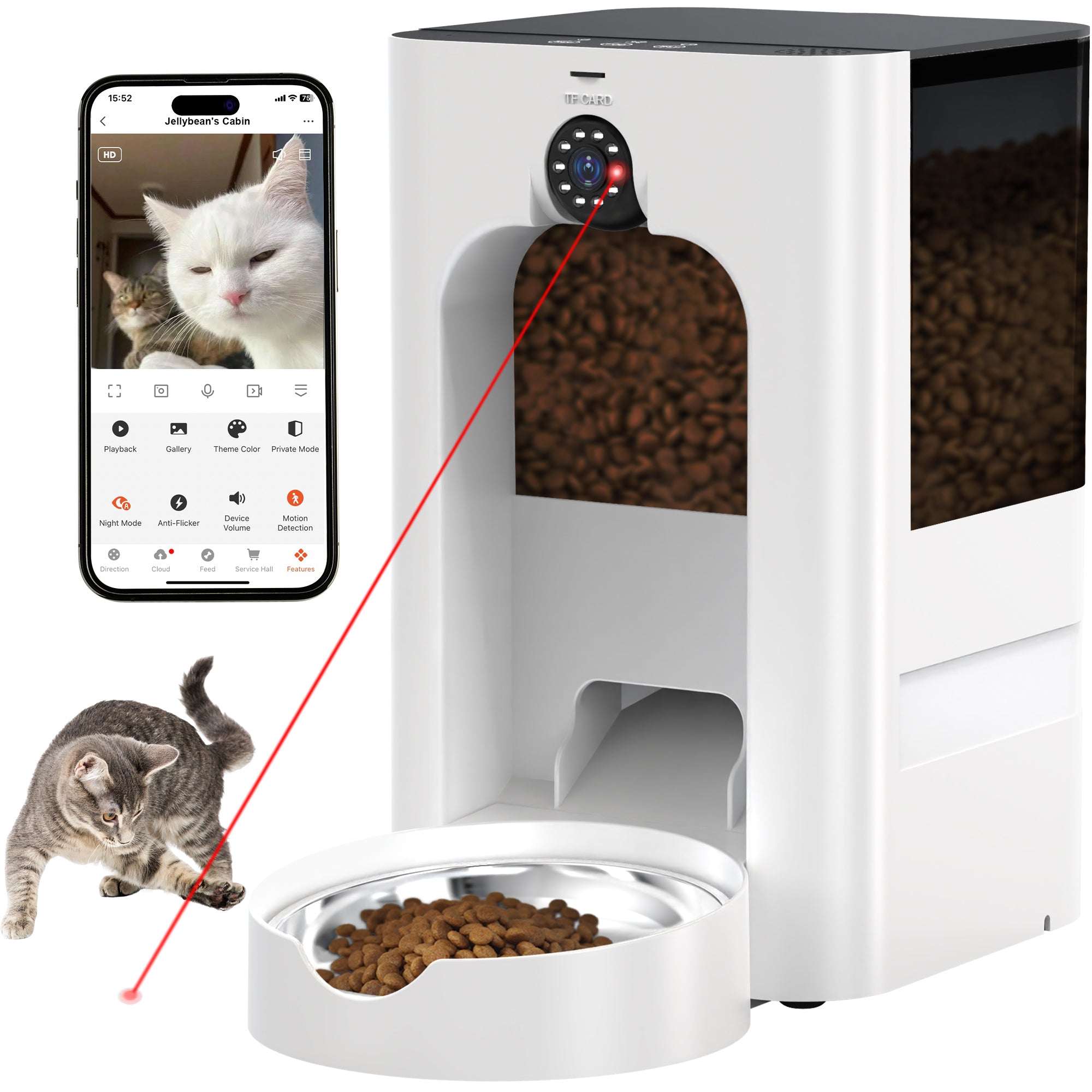 Advwin 5L Automatic Camera Pet Feeder with Laser Teaser