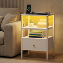 Advwin LED Bedside Tables with Fabric Drawer Set of 2