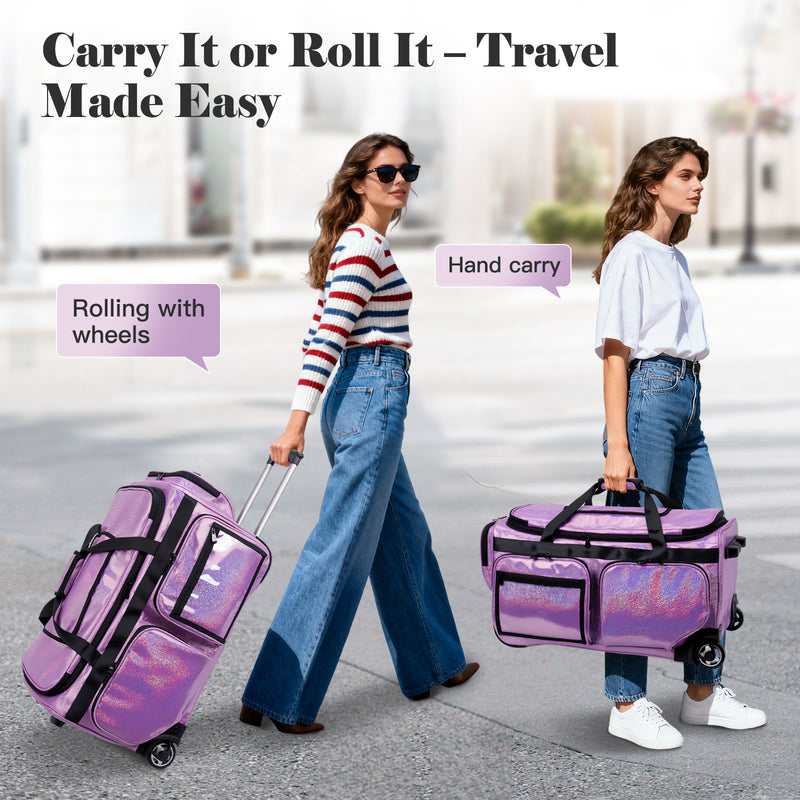 Advwin 26Inch Rolling Dance Bag with Garment Rack