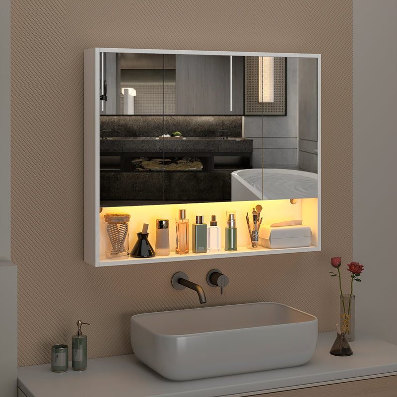 Advwin 90cm Bathroom Mirror Cabinet with LED Light