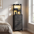 Advwin Tall Bedside Table with Charging Station