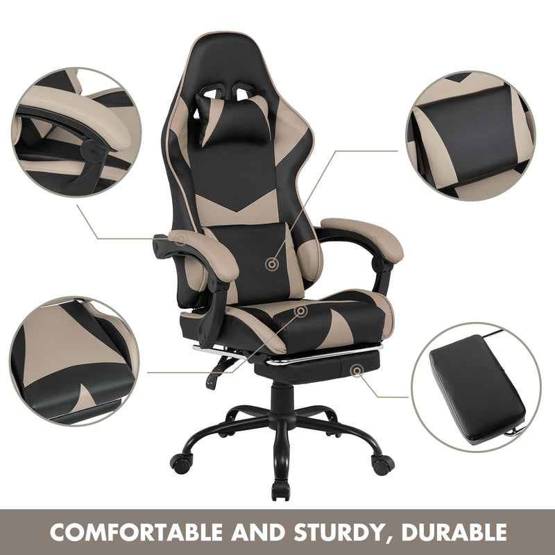 Gaming Desk & Gaming Chair Tilt 135° Grey w/Footrest