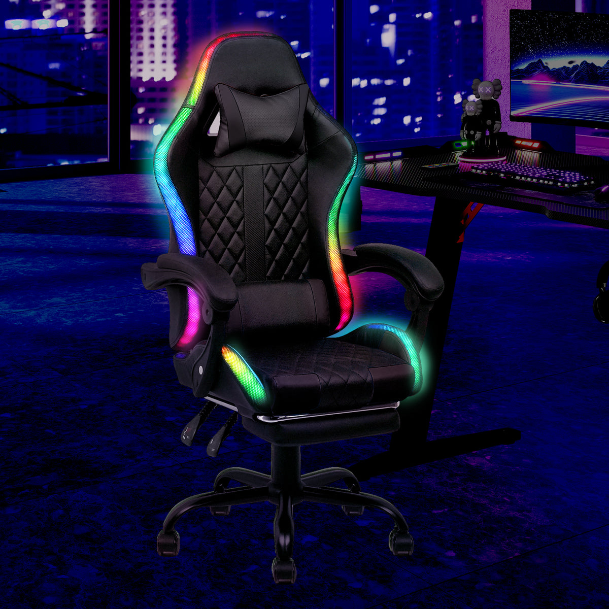 Advwin Gaming Chair 12 RGB LED Massage Chair Office Chair