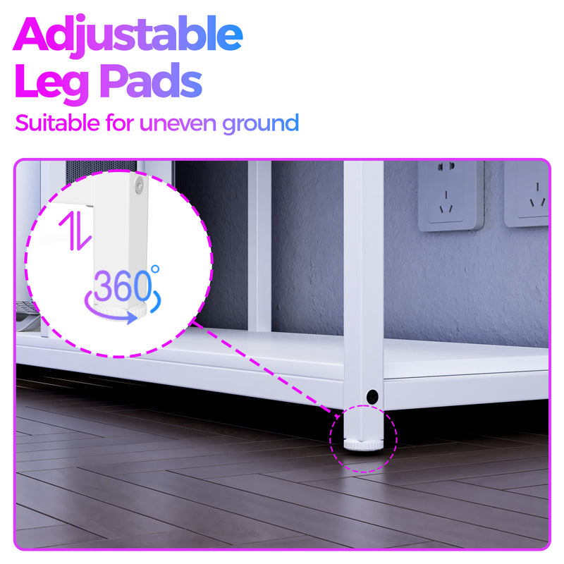 Advwin L Shaped Gaming Desk with LED Lights 148cm