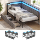 Advwin Corner Single Bed Frame with Charging Station