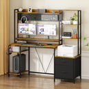 Advwin Gaming Desk with LED Lights & Power Outlets 165cm