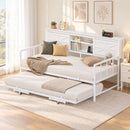 Advwin Single Metal Daybed Frame with Trundle White