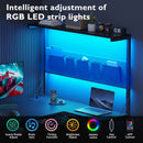 Advwin L Shaped Reversible Computer Desk with LED Lights