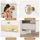 Advwin Makeup Vanity w/ LED Glass Top & Charging Station