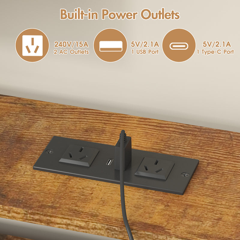 Advwin 120cm Gaming Desk with LED Lights & Drawers