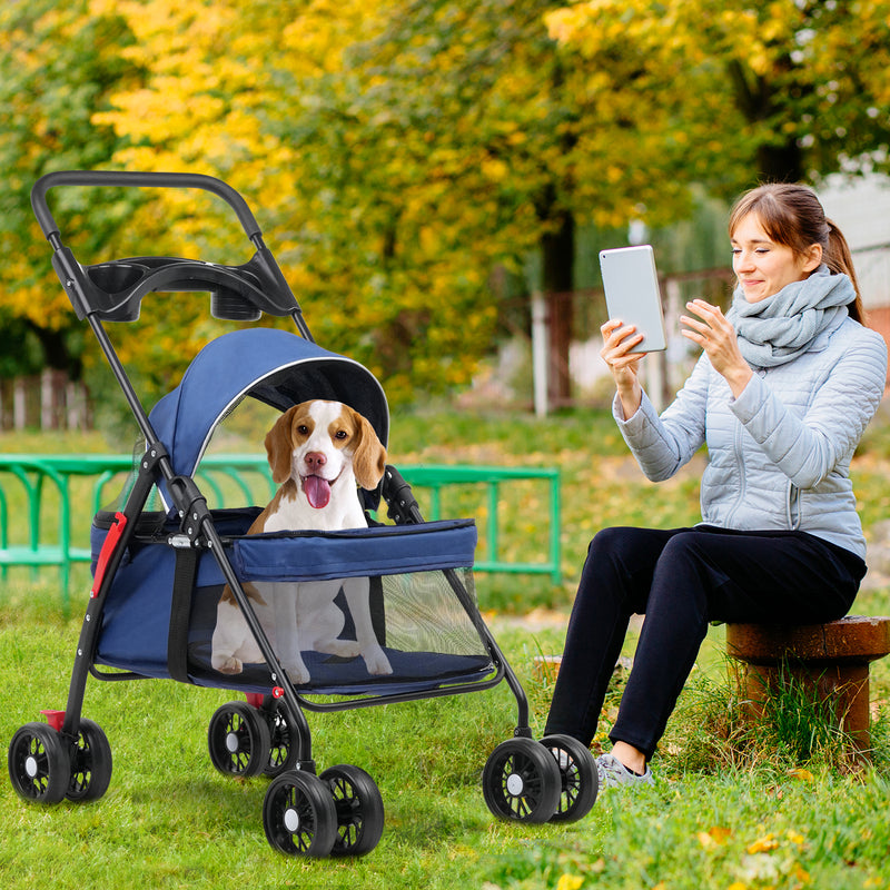 Advwin Pet Stroller Dog Carrier Foldable 4-Wheel