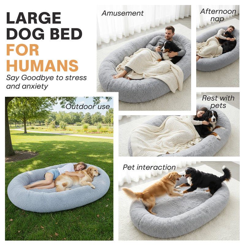 Advwin Human Dog Bed 174x120x24 cm with Storage Pocket