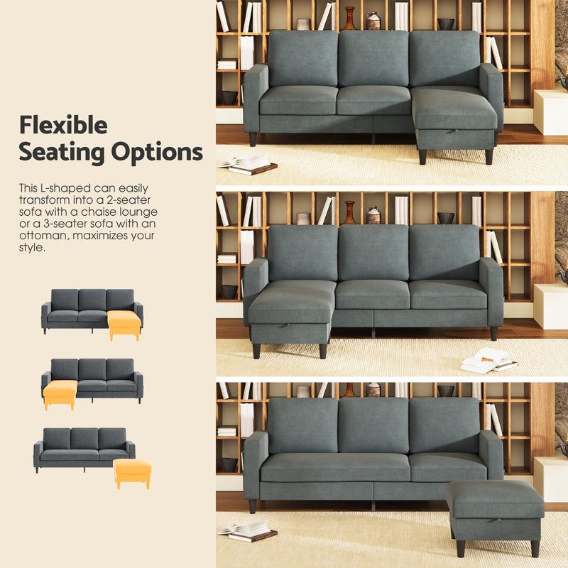 Advwin 3 Seater Sofa Lounge Set Gery