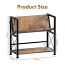 Advwin 2 Tier V-Shape Desktop Bookshelf Rustic Brown