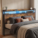 Advwin Storage Headboard with LED Light Charging Station