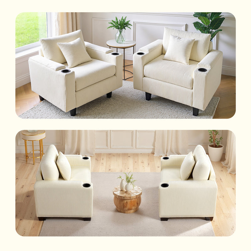 Advwin Corduroy Single Sofa with Storage