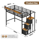 Advwin Single LED Loft Bed Frame w/ Storage Stairs