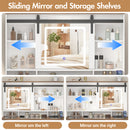 Advwin Farmhouse Vanity Desk with LED Mirror