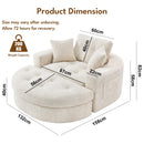 Advwin Oversized Round Chaise Lounge Sofa with Ottoman