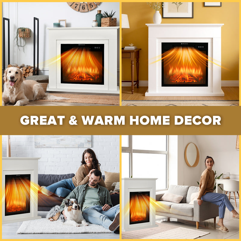 Advwin Electric Fireplace Heater with Mantel White
