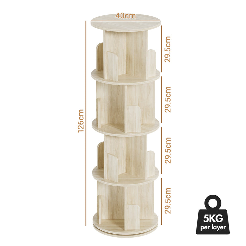 Advwin 4 Tiers 360 Rotating Bookshelf Corner 126CM