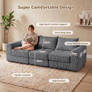 Advwin 235cm Corduroy 3-Seater Modular Sofa Bed