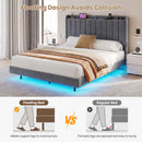 Advwin Velvet Floating Bed Frame with RGB LED