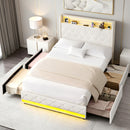 Advwin Bed Frame with Velvet Upholstered Headboard
