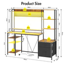 Advwin Gaming Desk with LED Lights & Power Outlets 165cm