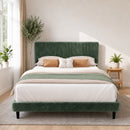 Advwin Upholstered Bed w/ Adjustable Headboard Green