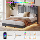 Advwin Velvet Floating Bed Frame with RGB LED