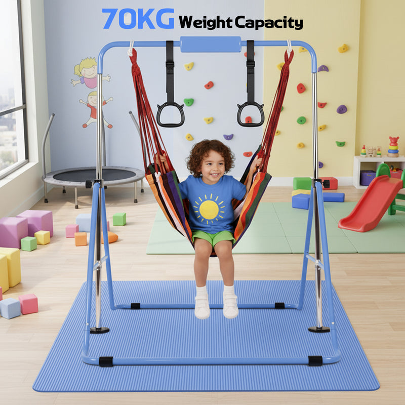 Advwin Kids Gymnastics Bar with Swing & Mat & Rings
