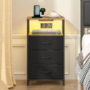 Advwin LED Bedside Table 3 Fabric Drawers 70cm