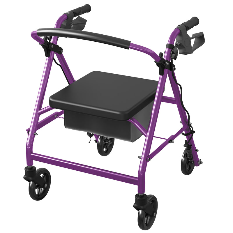 Advwin 4 Wheels Rollator Walker with Dual Brake System