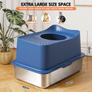 Advwin Stainless Steel Cat Litter Box Large Top Entry