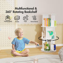 Advwin 3 Tiers Rotating Bookshelf Corner Bookcase Cabinet