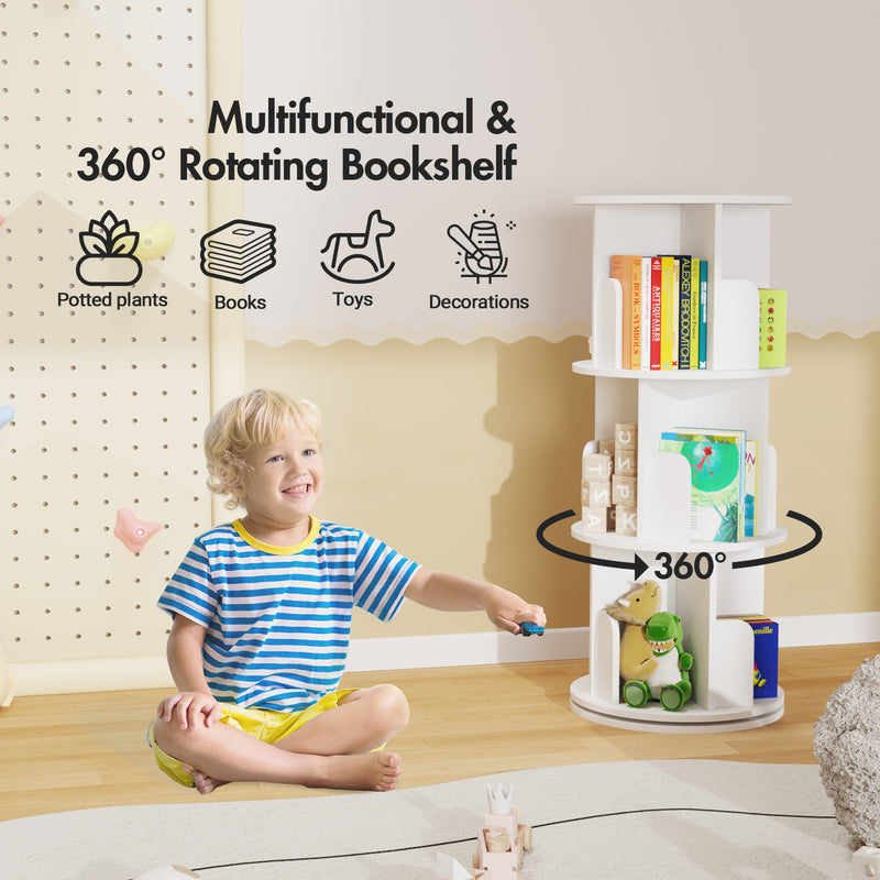 Advwin 3 Tiers Rotating Bookshelf Corner Bookcase Cabinet(Pre-order)
