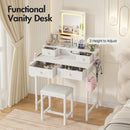 Adwin Dressing Table Stool Set with Mirror Charging Station