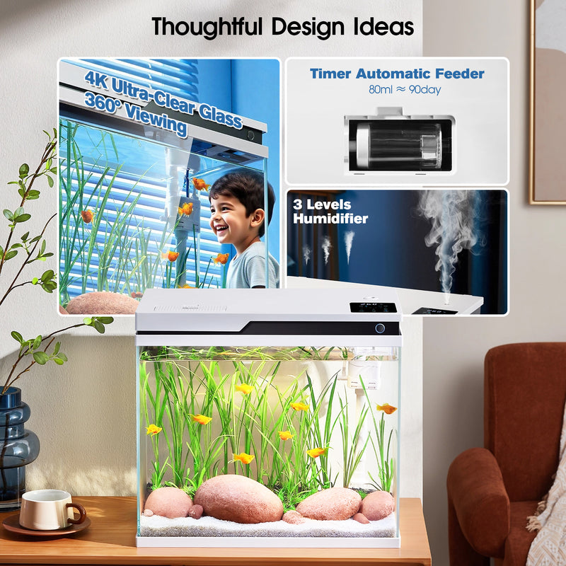 Advwin Smart Aquarium 41L with Feeder & Mist Function