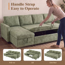 Advwin 253cm U Shaped Chenille Sectional Sofa w/ Pull Out Bed