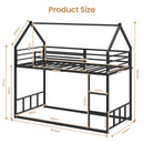 Advwin Metal House Bunk Bed Single Over Single with Guardrails