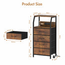 Advwin Bedside Table with 4 Drawers and Charging Station