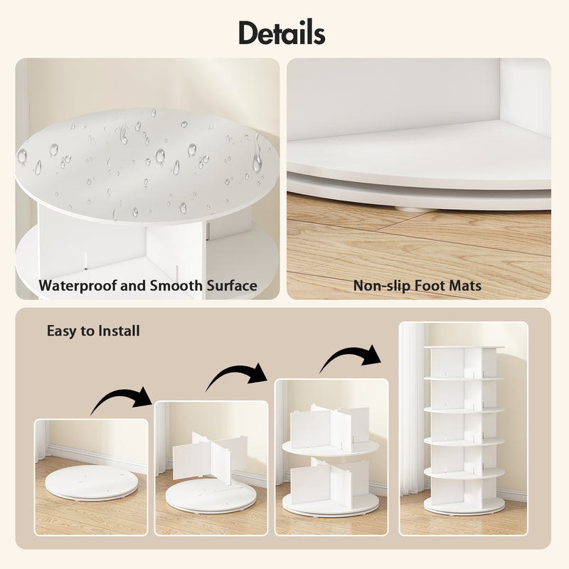 Advwin 5 Tier Rotating Shoe Rack Tower 360° Revolving Rack